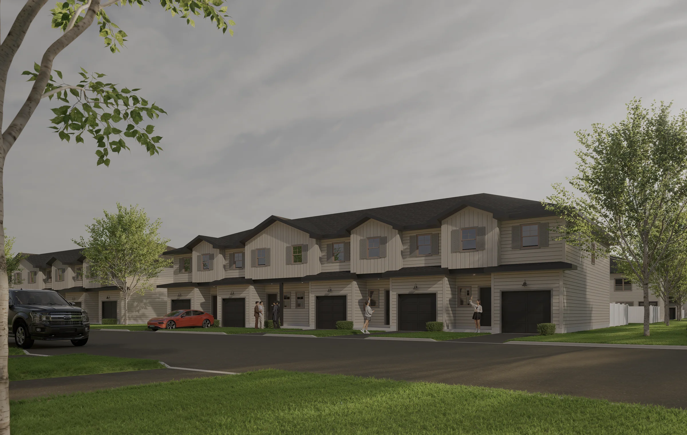 Landscaped Aurora Oaks townhomes in Ocala, Florida.