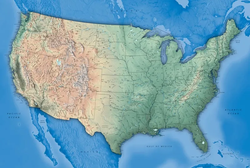 A map of the United States.